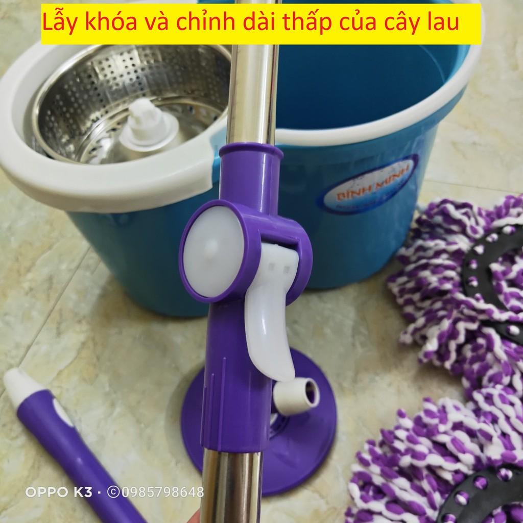 bộ chổi lau nhà xoay 360 độ lồng Inox chống rỉ kèm hai bông lau sợi tổng hợp