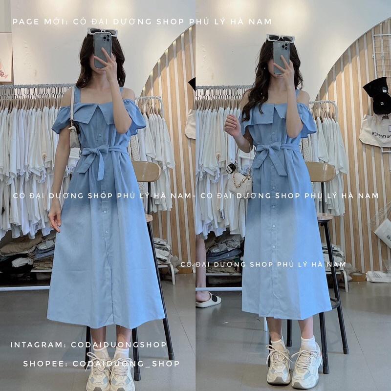 Váy Linen cổ bèo trễ vai