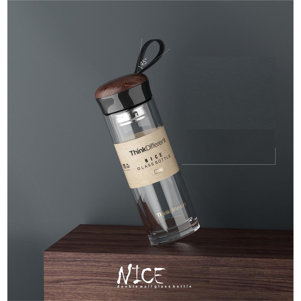 Bình thủy tinh 2 lớp có lọc trà Think Different 200ml