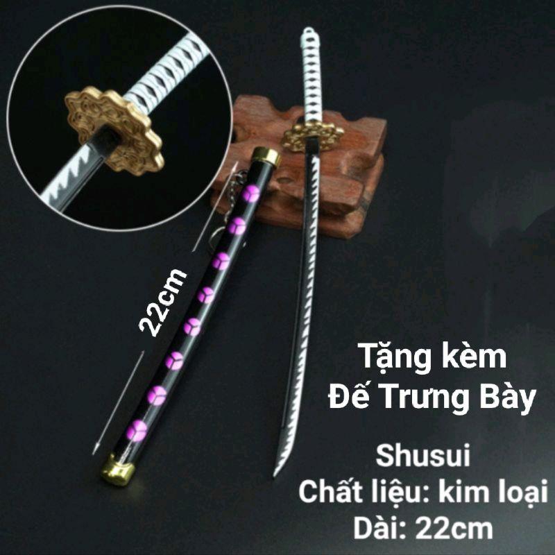 (22cm) Móc Khóa Kiếm Zoro One Piece Bằng Hợp Kim Không Gỉ (tặng Đế) - Sandai Kitetsu