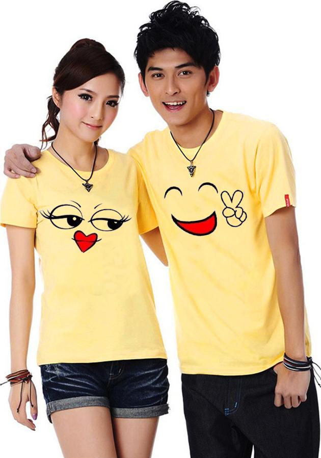 Bộ Áo Thun Đôi Nam Nữ Emotions Màu Vàng - L - M