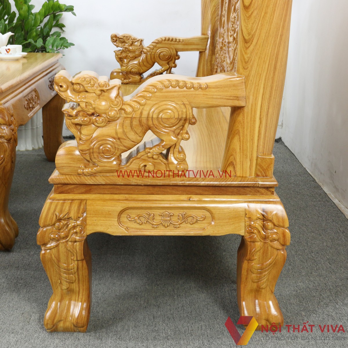 Bộ Bàn Ghế Sa Lông Gỗ Gõ Đỏ Tay 12 Chạm Nghê 6 Món Cao Cấp Giá Tốt