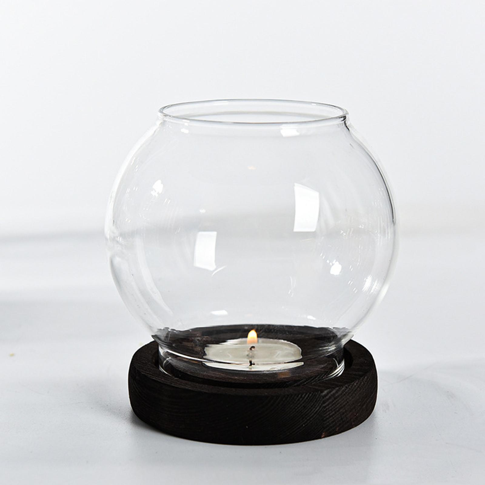 Glass Candle Holder Round Candle Stand Nordic Transparent Tea Light Holders Candlestick for Living Room Anniversary