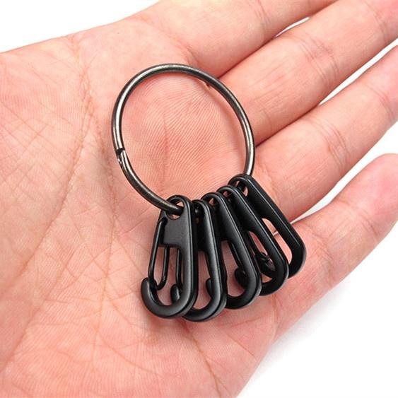 New 5Pcs/lot New Alloy EDC Keyring Set Multi Tools Quick Release Spring Hook Carabiner Key Clip Pocket Keychain