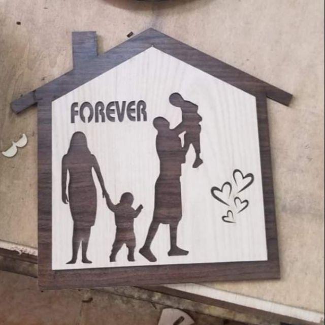 Bảng gỗ trang trí Bảng treo decor ngôi nhà forever