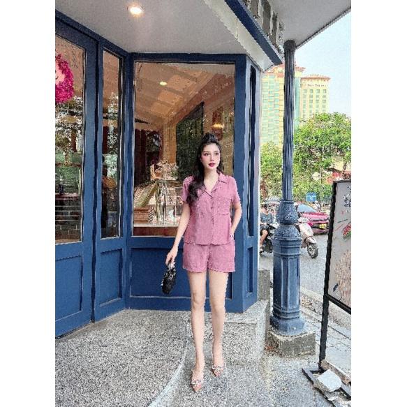 SÉT BỘ SHORT ÁO CỔ VEST CÀI NÚT