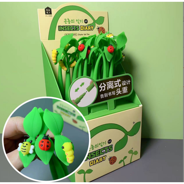 bút gel nước hình ong 7 sao bọ rùa sâu bướm lá - nhựa dẻo, màu đẹp, chất liệu cao cấp