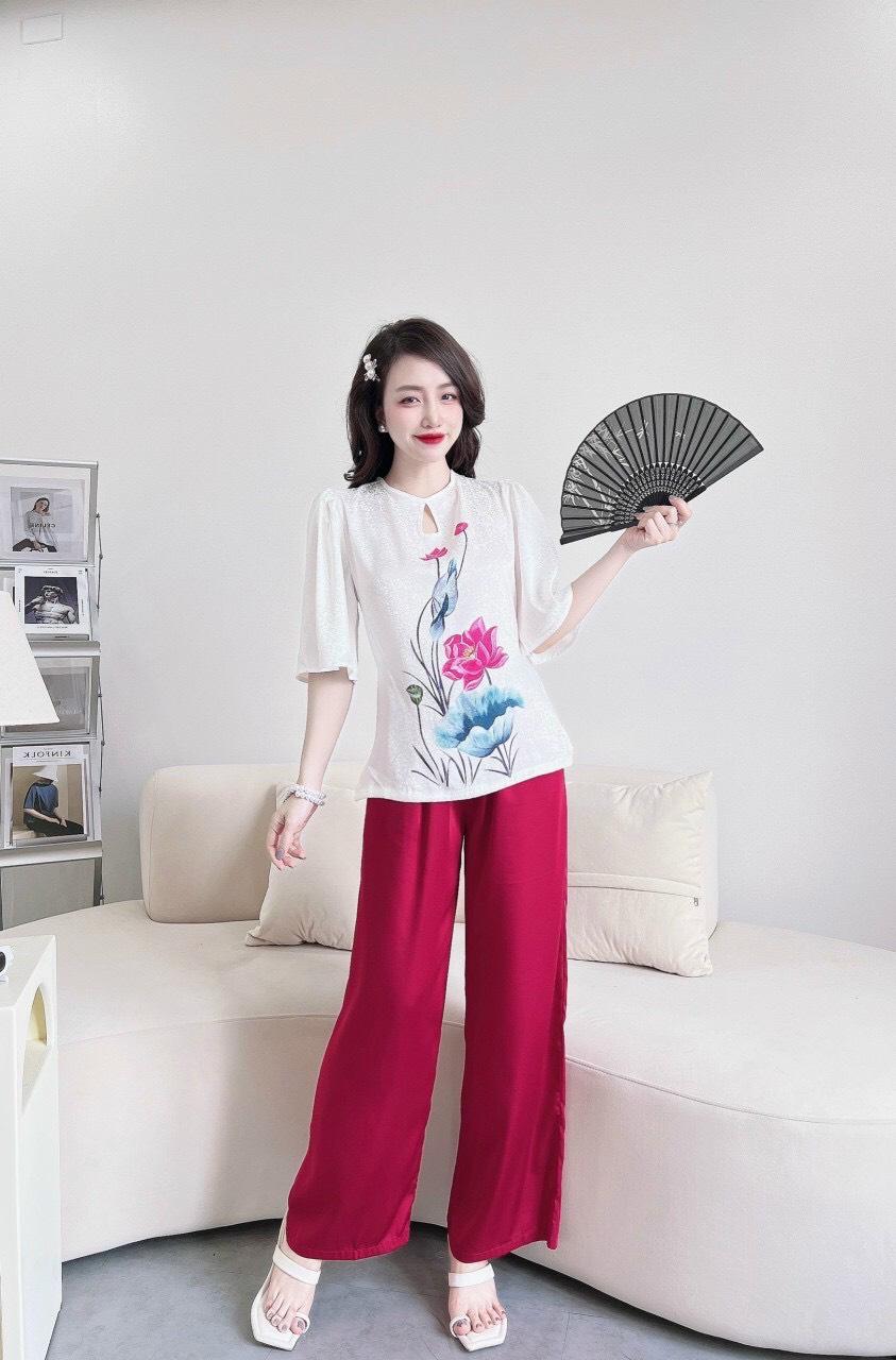 Đồ Lam Đi Chùa# Lãnh Tụ Phối Nữ # Đồ Bộ Nữ # Quần Áo Nữ