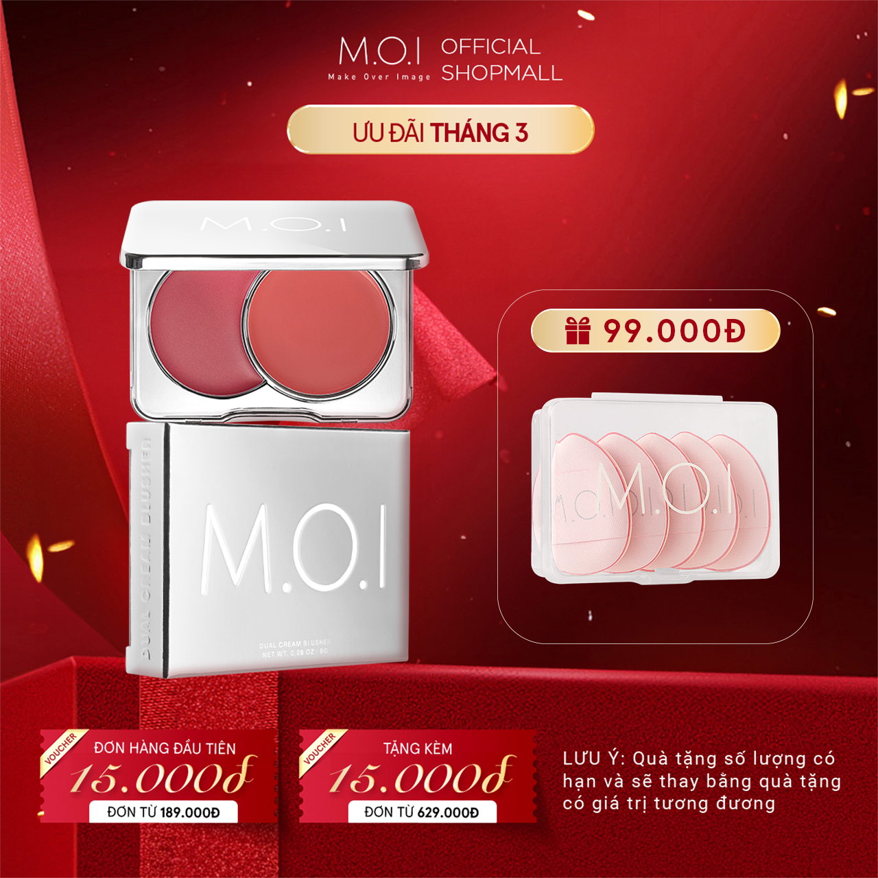 Má hồng kem 2 màu MOI Dual Cream Blusher 8 gram