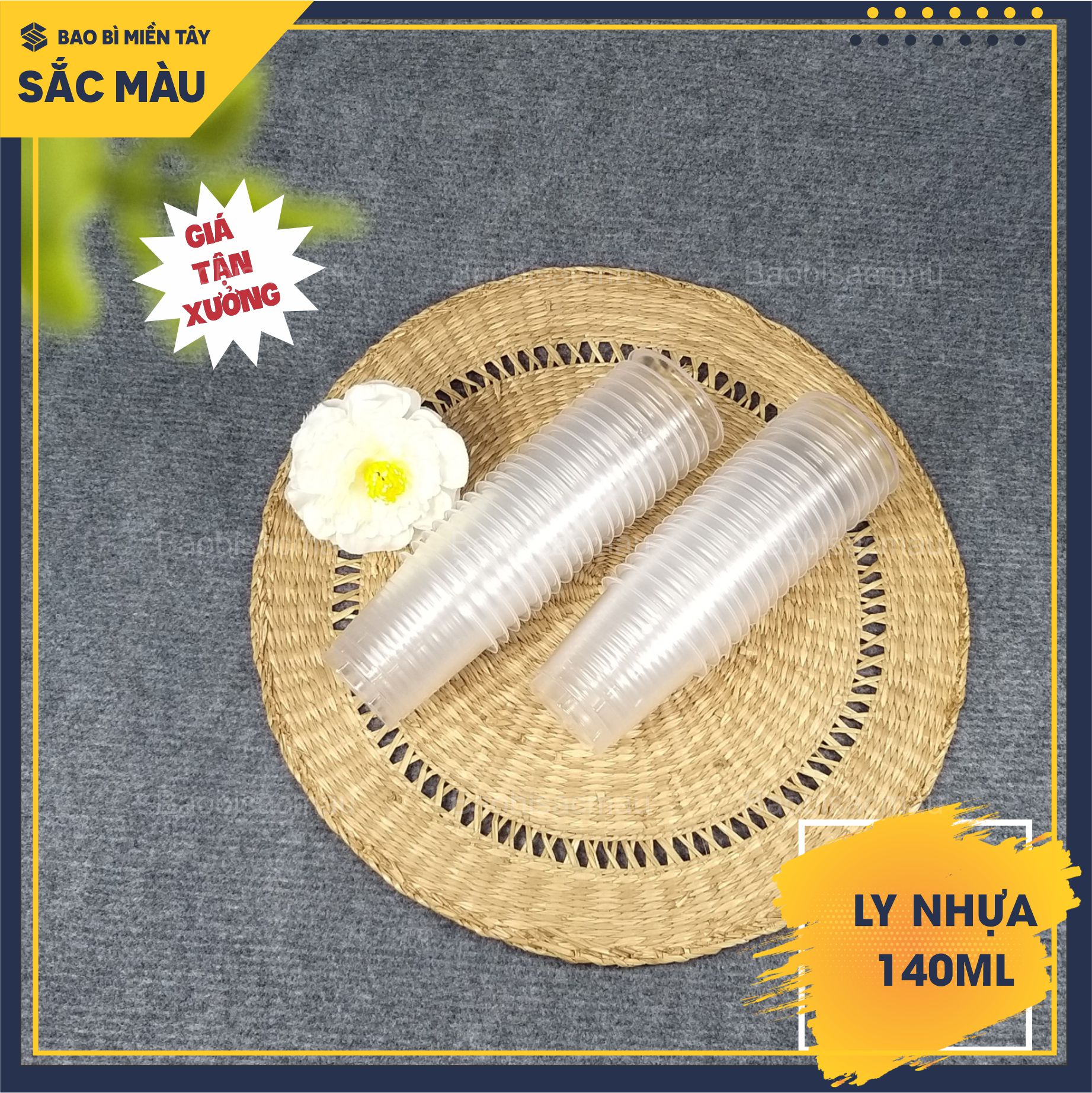 Sỉ 50 Cốc Nhựa / Ly Nhựa uống nước 140ml dùng 1 lần kèm nắp