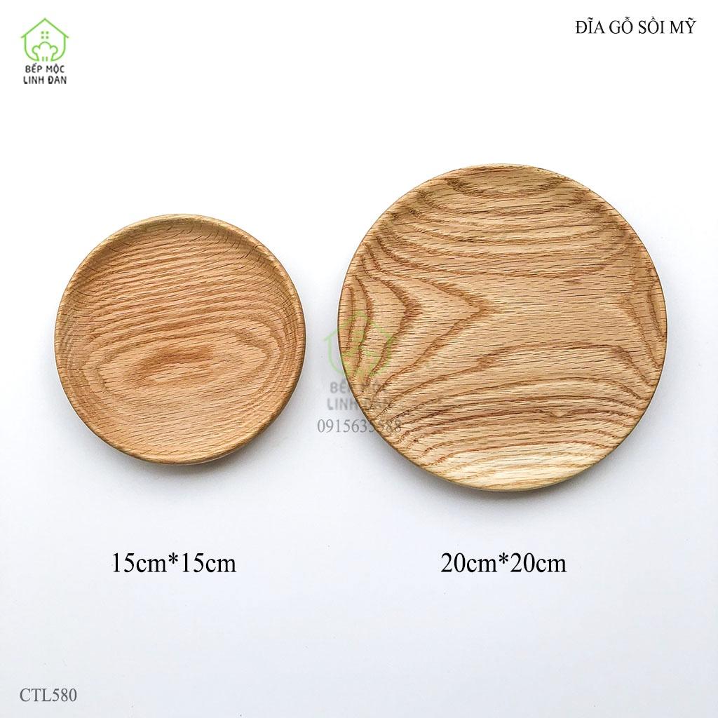 Đĩa Gỗ Sồi HAHANCO Đựng Thức Ăn, Hoa Quả, Decor_Vân Đẹp, Siêu Sạch