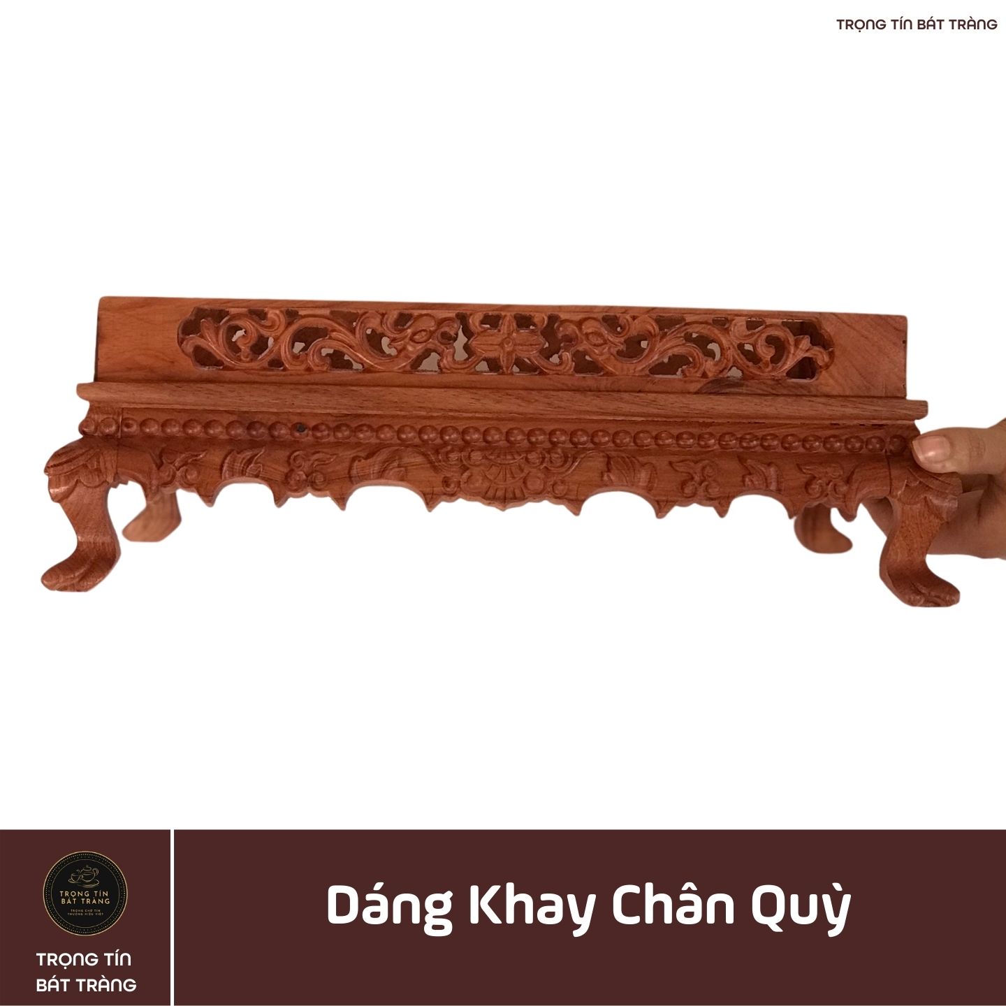 KT 77 Khay Trà Gỗ Hương Đá  Chân Quỳ Kích Thước 45*33*12 Cm