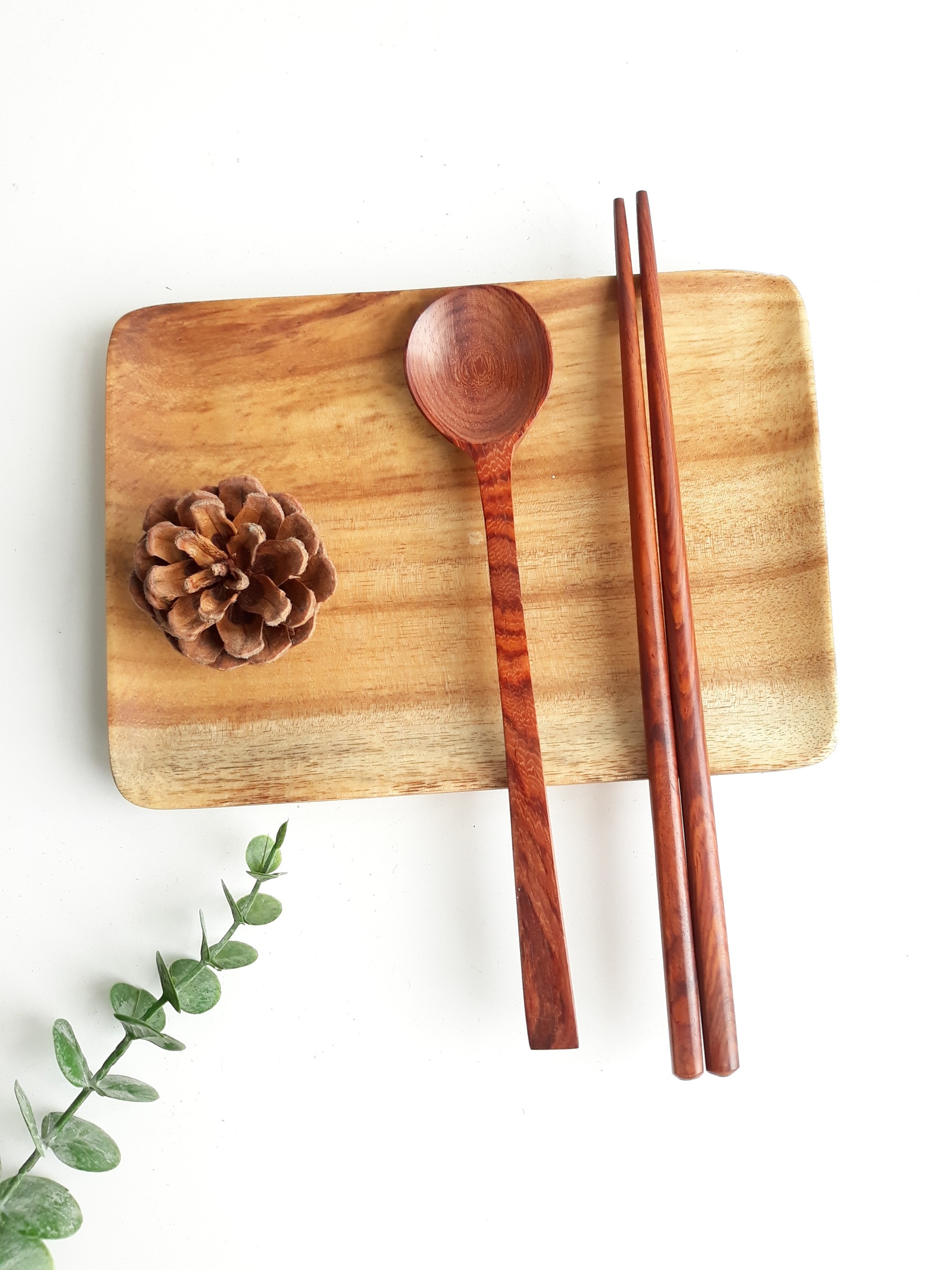 Thìa, muỗng gỗ cán dài miệng tròn 19.5 x 4 cm