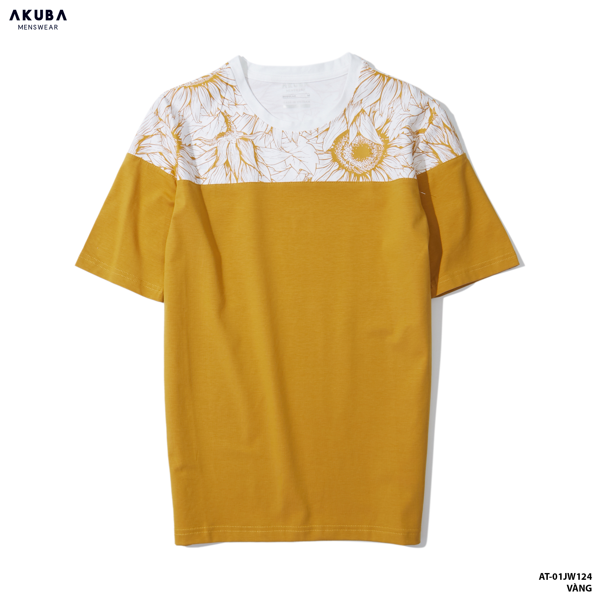 Áo thun tay ngắn họa tiết nam AKUBA form slimfit, chất liệu cotton, bề mặt mịn mát, thấm hút mồ hôi tốt 01jw124