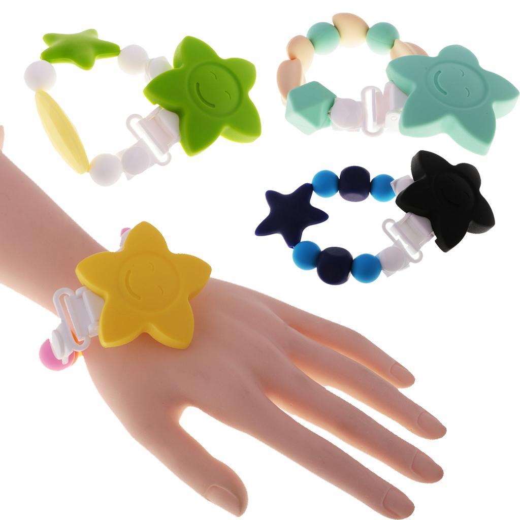 2 In 1 UUnisex Baby Pacifier Clip Food Grade Silicone Teether Beads BPA Free Chain for Drooling and Teething Baby