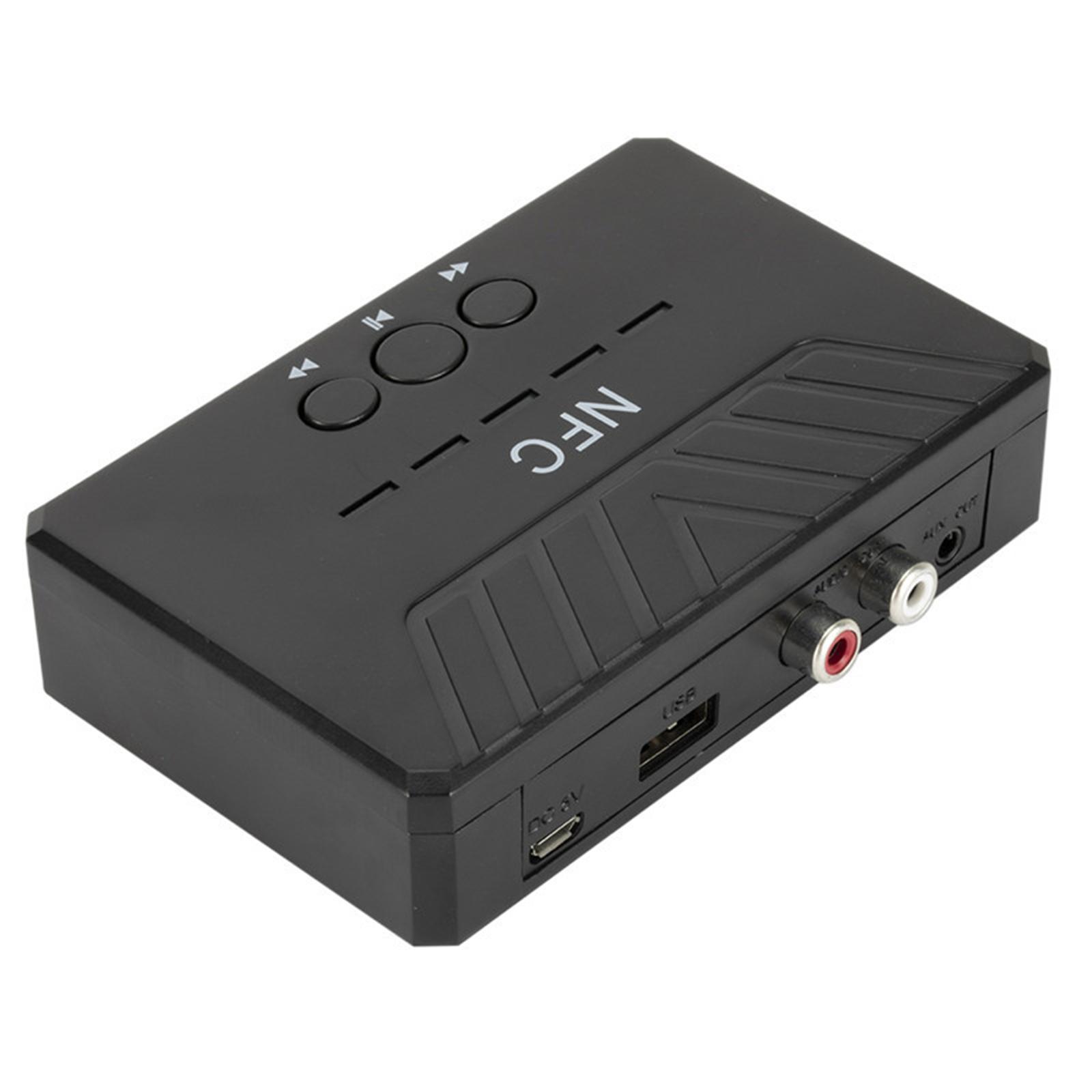 NFC Bluetooth 5.0 Audio Receiver Adapter 3.5 AUX RCA for Car Stereo Black