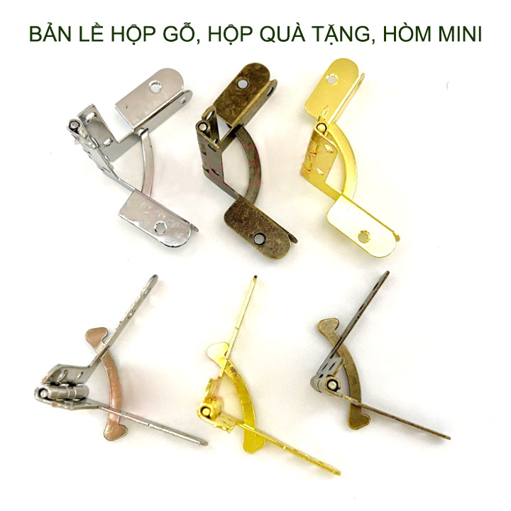 Bộ 4 bản lề chữ thất mini cho hộp để quà tặng, bằng thép mạ chống gỉ, nhiều loại cho khách tùy chọn