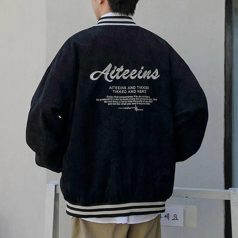 Áo Bomber Varsity Jacket Nhung Tăm 2 Lớp Logo Thêu TIKKOR Form Rộng Unisex Nam Nữ Couple Thời Trang 4 Mùa Ulzzang