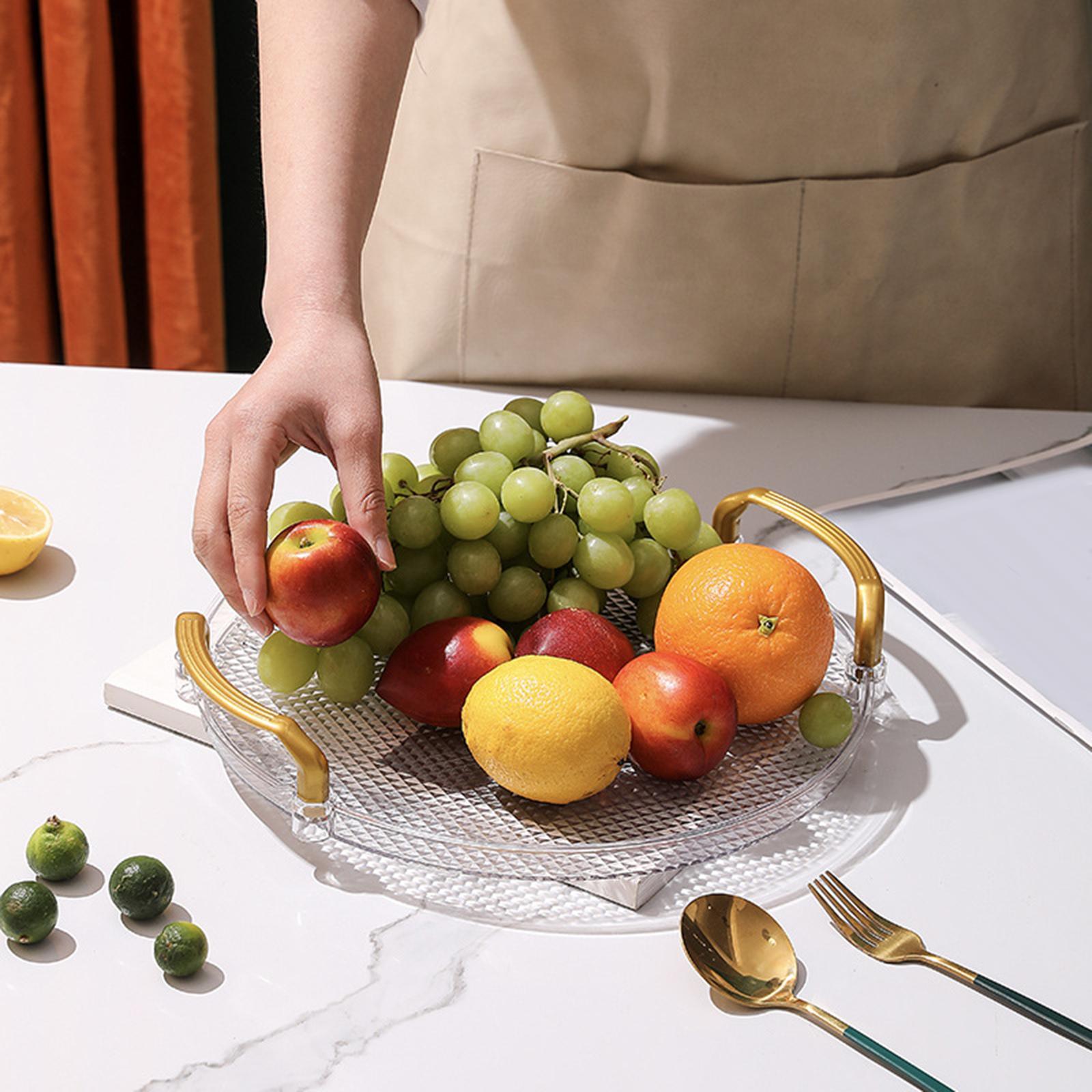 Cake Stand with Cover Round Serving Tray with Handle Dessert Snack Tray Countertop Organizer Transparent for Tea Breakfast