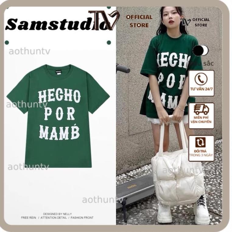 Áo phông 3158, áo thun tay lỡ form rộng chất cotton in chữ hecho