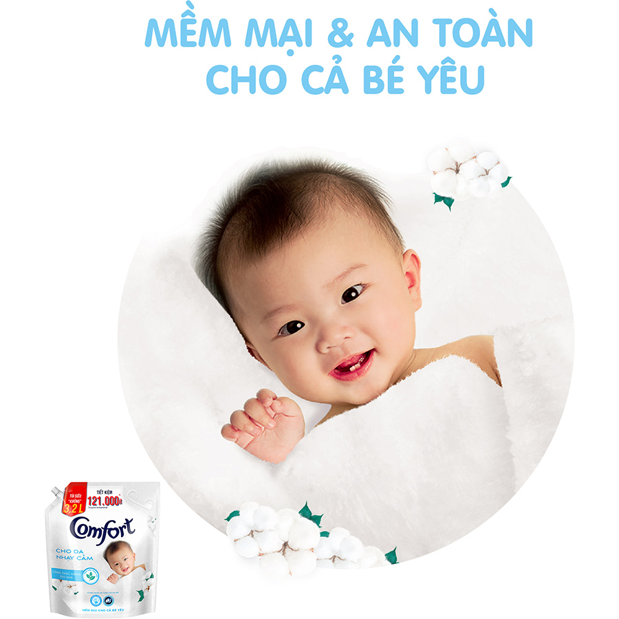 Nước Xả Làm Mềm Vải Comfort Chăm Sóc Dịu Nhẹ Cho Da Nhạy Cảm 3.2L