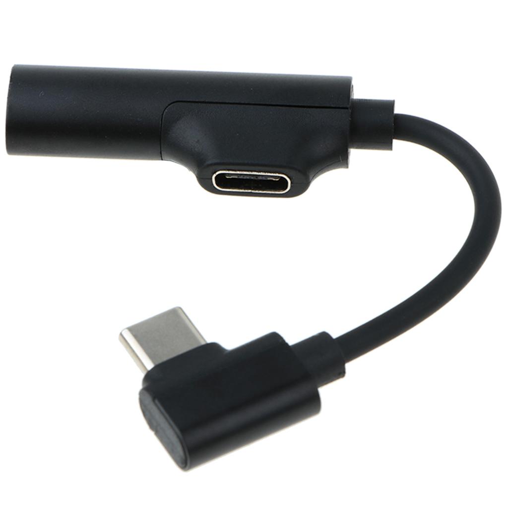 Audio and Charger Adaptor Headphone  Converter for Type-C Phones black