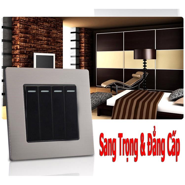 Công Tắc Điện Âm Tường 4 Nút Mặt Kim Loại TENKO TK-F71-B-04 Sliver