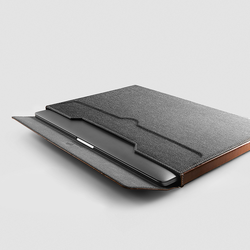 Túi chống sốc Tomtoc Premium Leather For Macbook Pro/Air M1 13/15/16Inch Gray - Hàng chính hãng