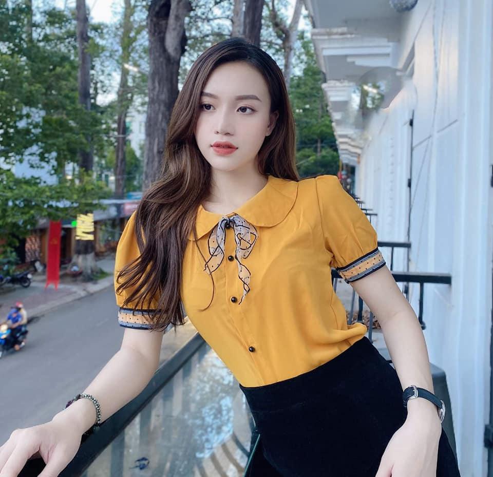 ÁO SƠ MI LỤA CỔ PETER PAN CÓ NƠ THẮT AM01