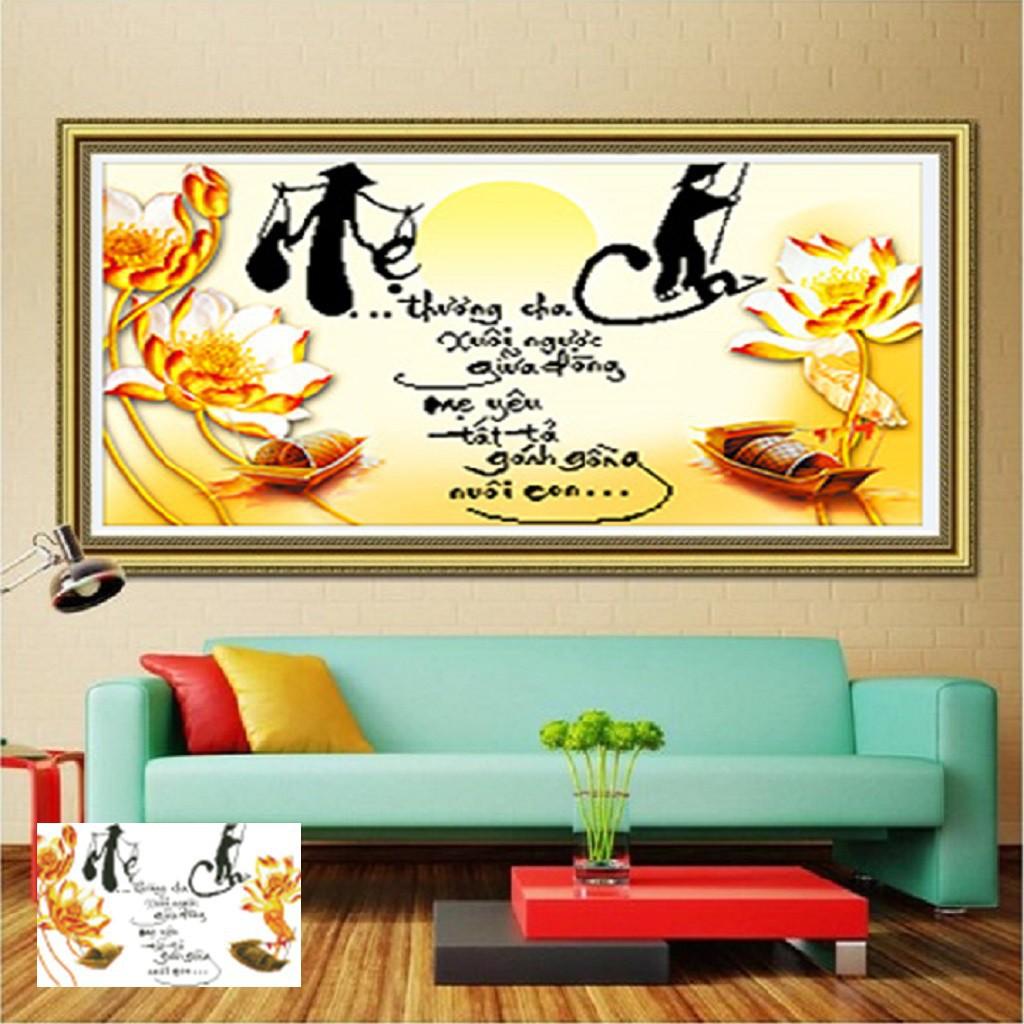 Tranh Đính Đá CHA MẸ . Kích Thước: 75cm x 48cm