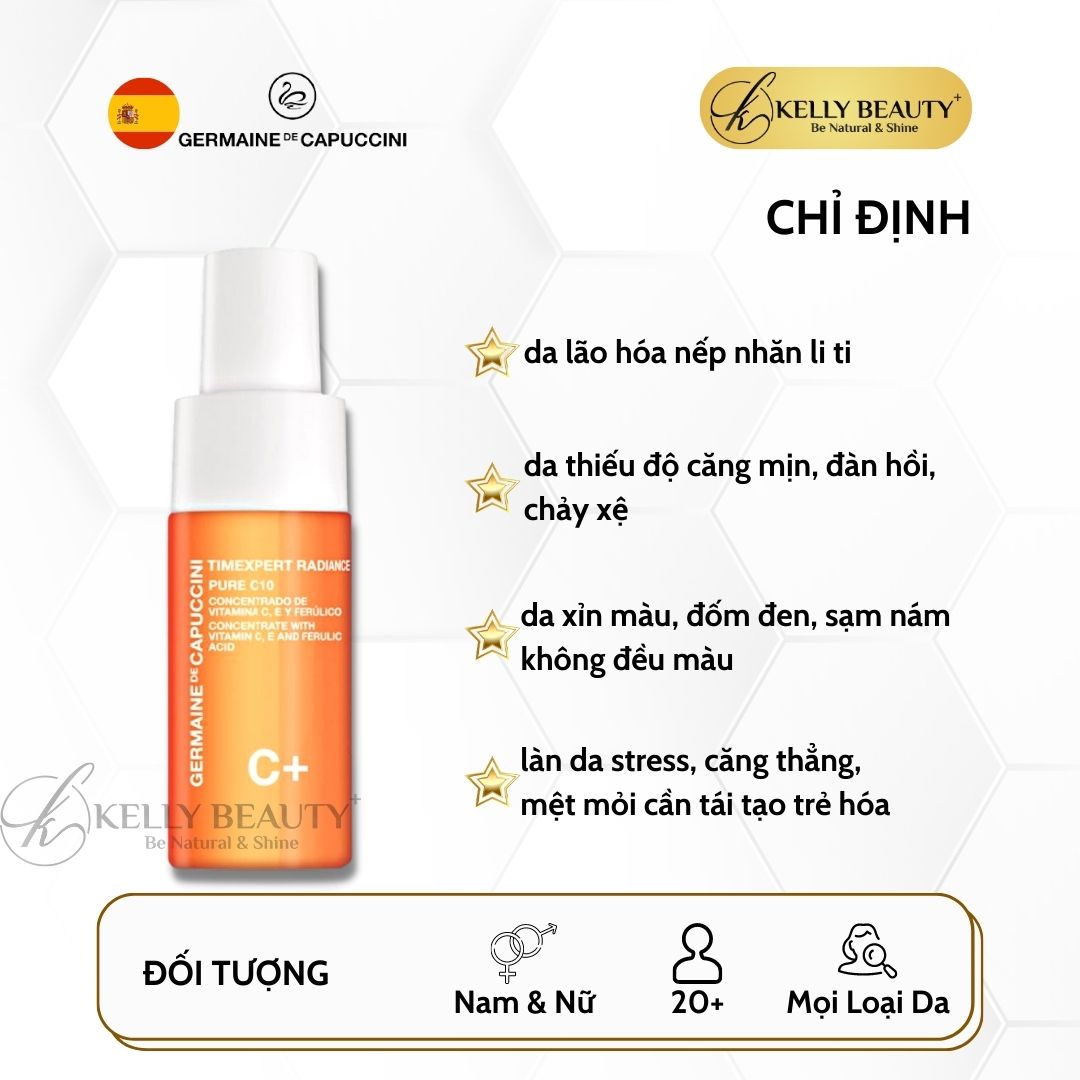 Tinh Chất Vitamin C Đông Khô Germaine Timexpert Radiance C+ Pure C10 Concentrate | Kelly Beauty