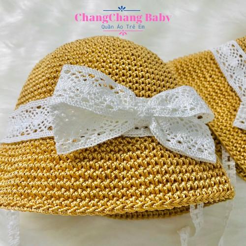 Nón handmade bé gái, mũ cho bé gái chất liệu sợi dệt cao cấp size 6 tháng đến 2 tuổi
