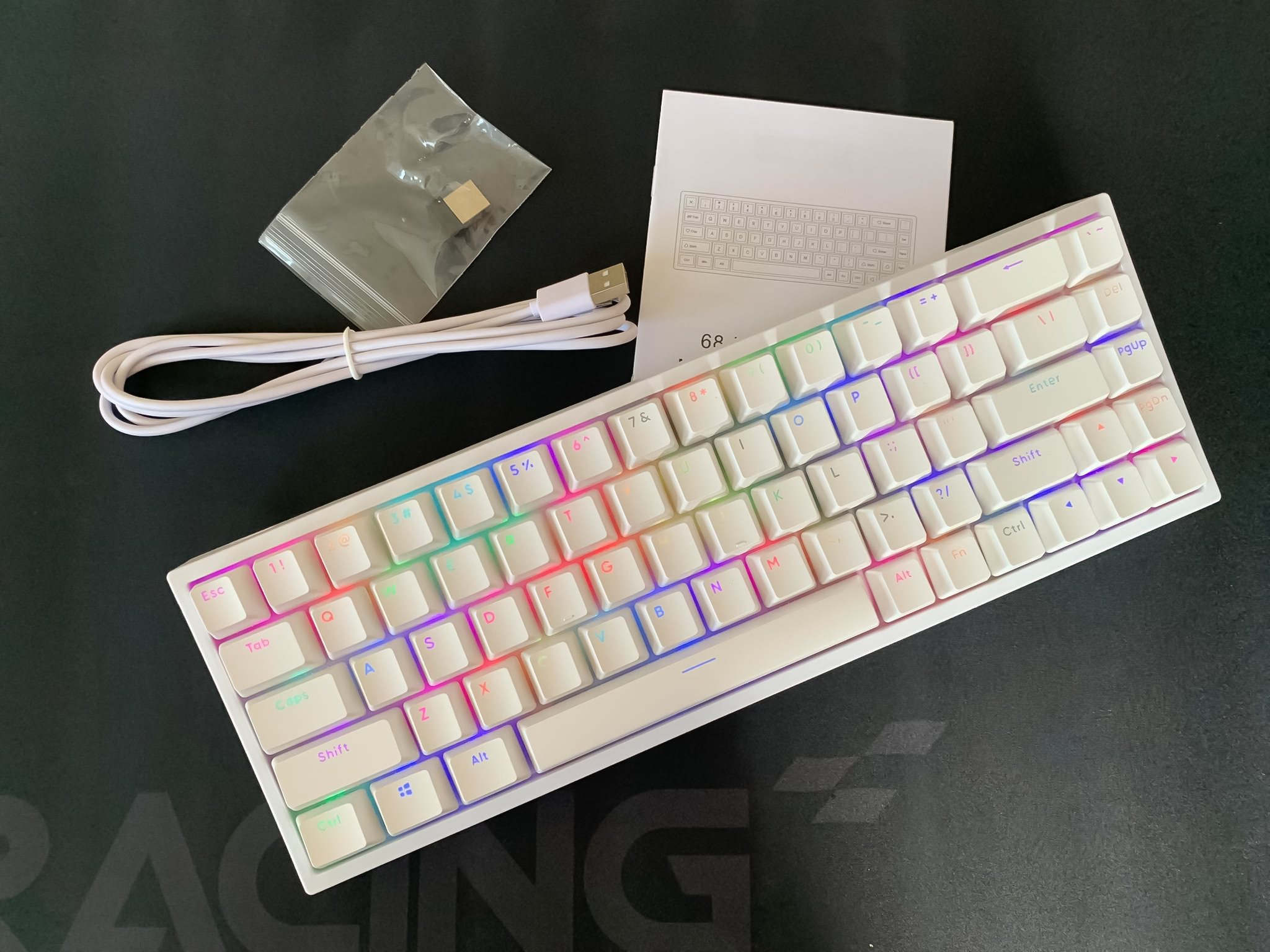 Bàn phím cơ GZ68 RGB 3 modes hotswap white - Hàng chính hãng