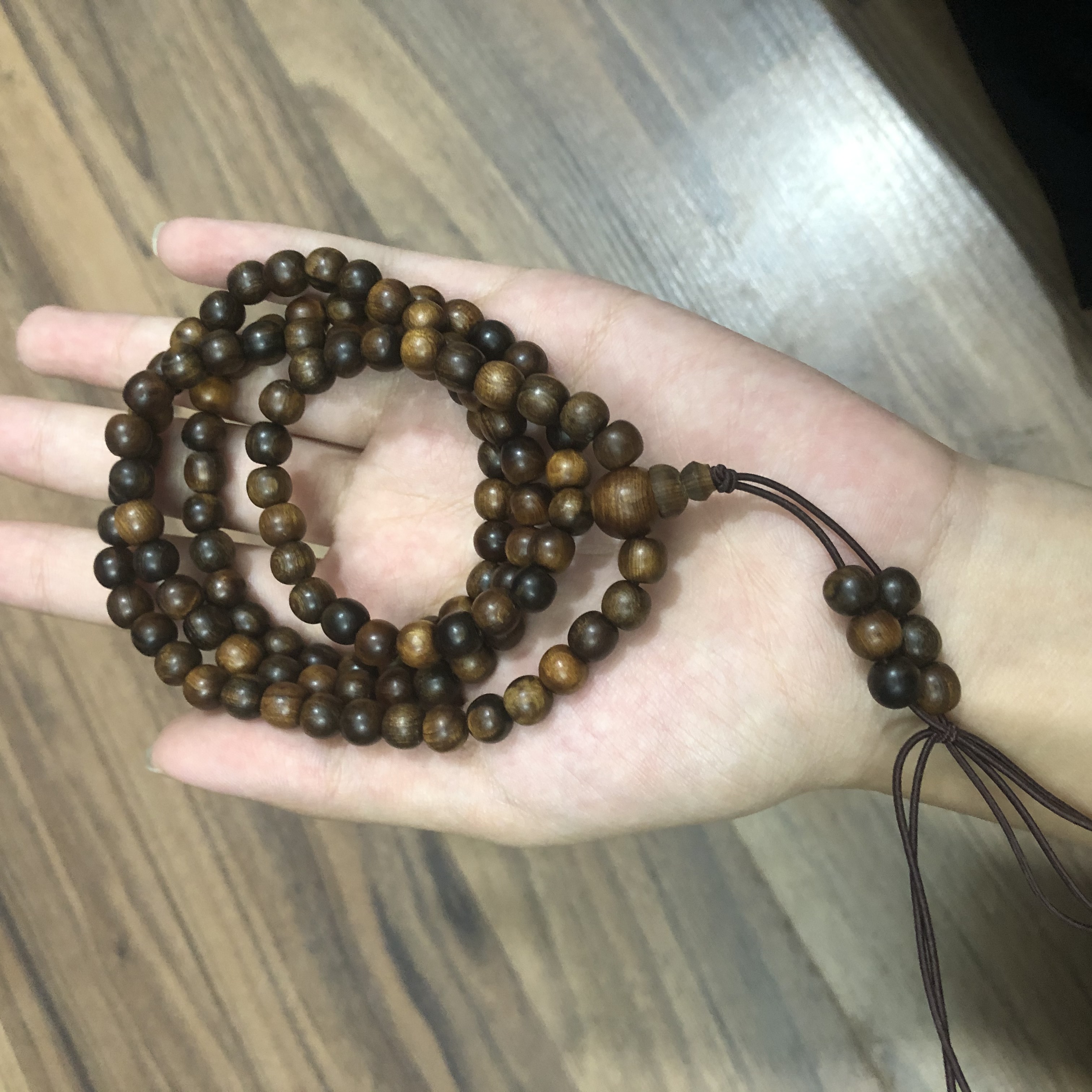 Chuỗi vòng tay/vòng cổ 2 in 1 108 hạt gỗ Bách Xanh - 6mm chìm nước Tĩnh Tâm - An Yên - Bracelet of HAHANCO