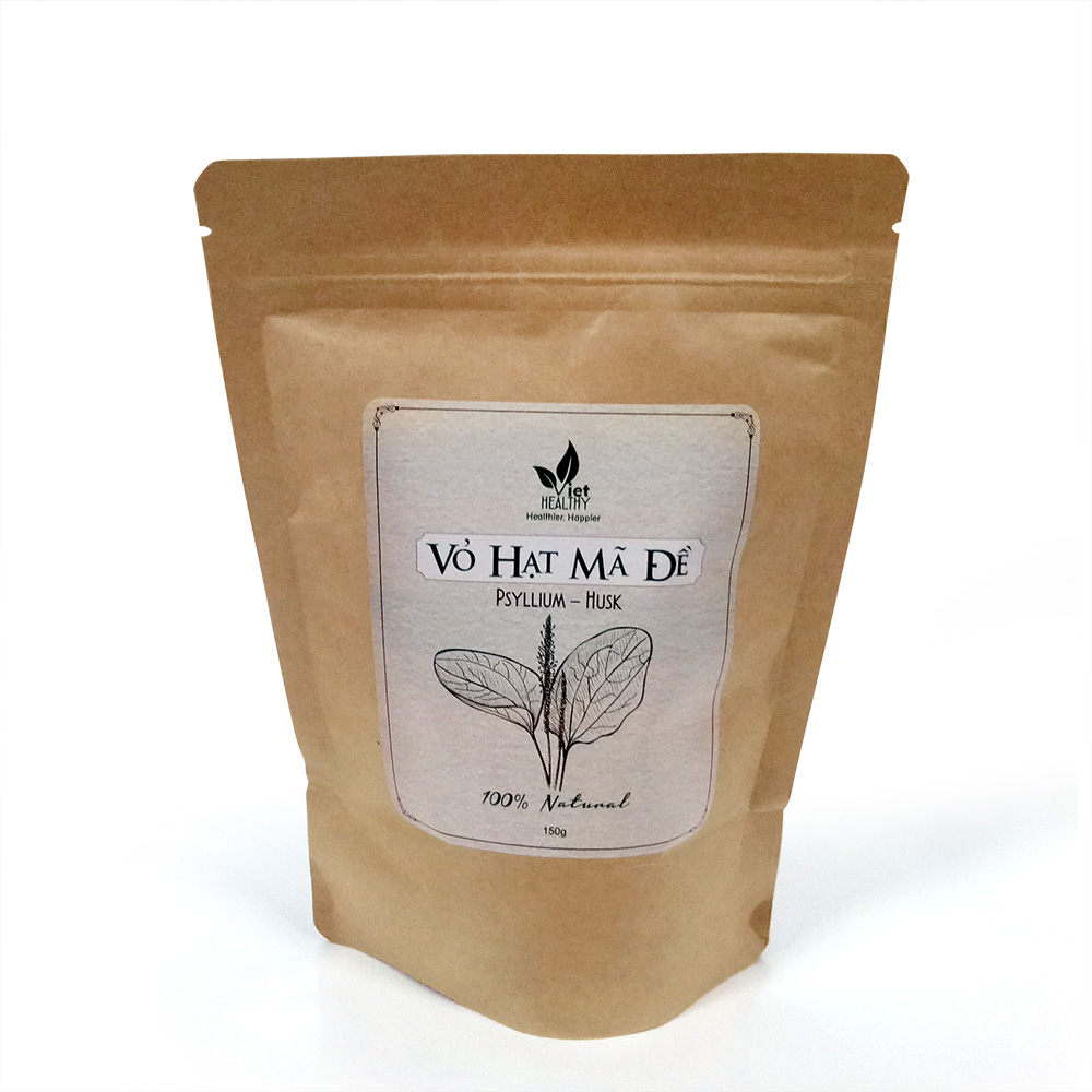 Vỏ hạt mã đề Viet Healthy 150gr, Vỏ hạt mã đề Viethealthy giàu chất xơ, hỗ trợ thải độc, làm sạch đường tiêu hóa