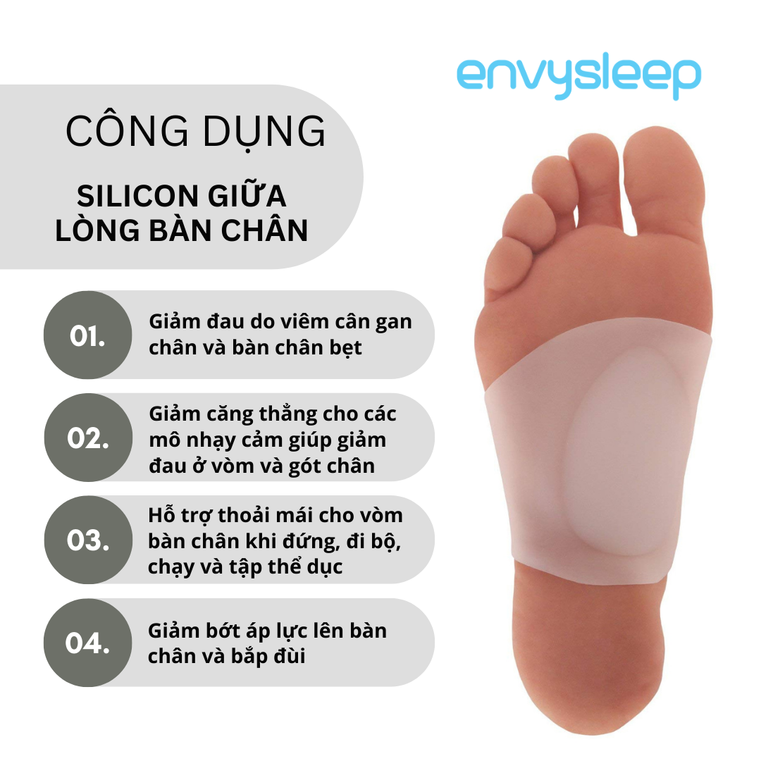 Lót giày Silicon chỉnh hình cho giữa lòng bàn chân dành cho BÀN CHÂN BẸT PHẲNG