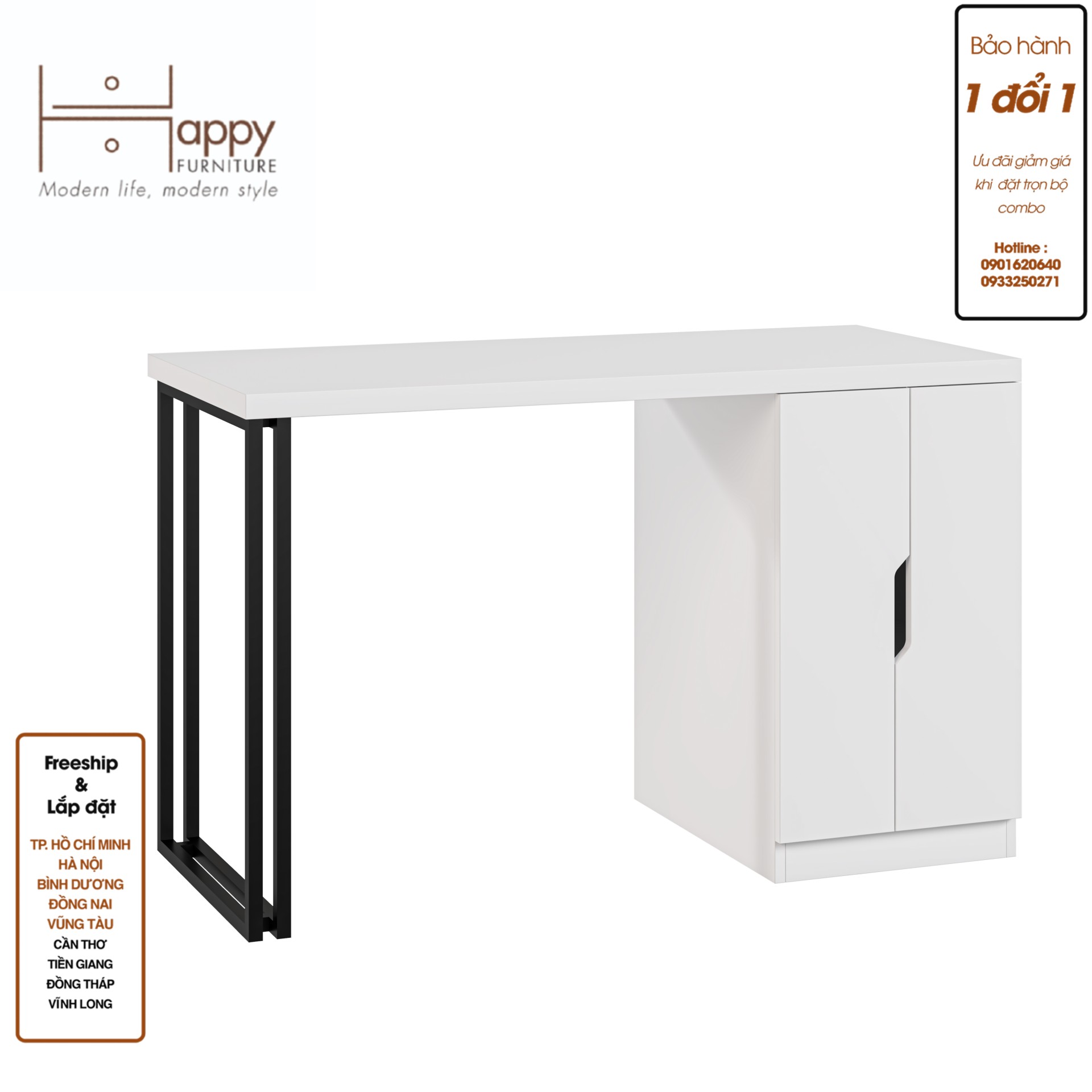 [Happy Home Furniture] DASH , Bàn làm việc - chân sắt , 120cm x 55cm x75cm ( DxRxC), BAN_030