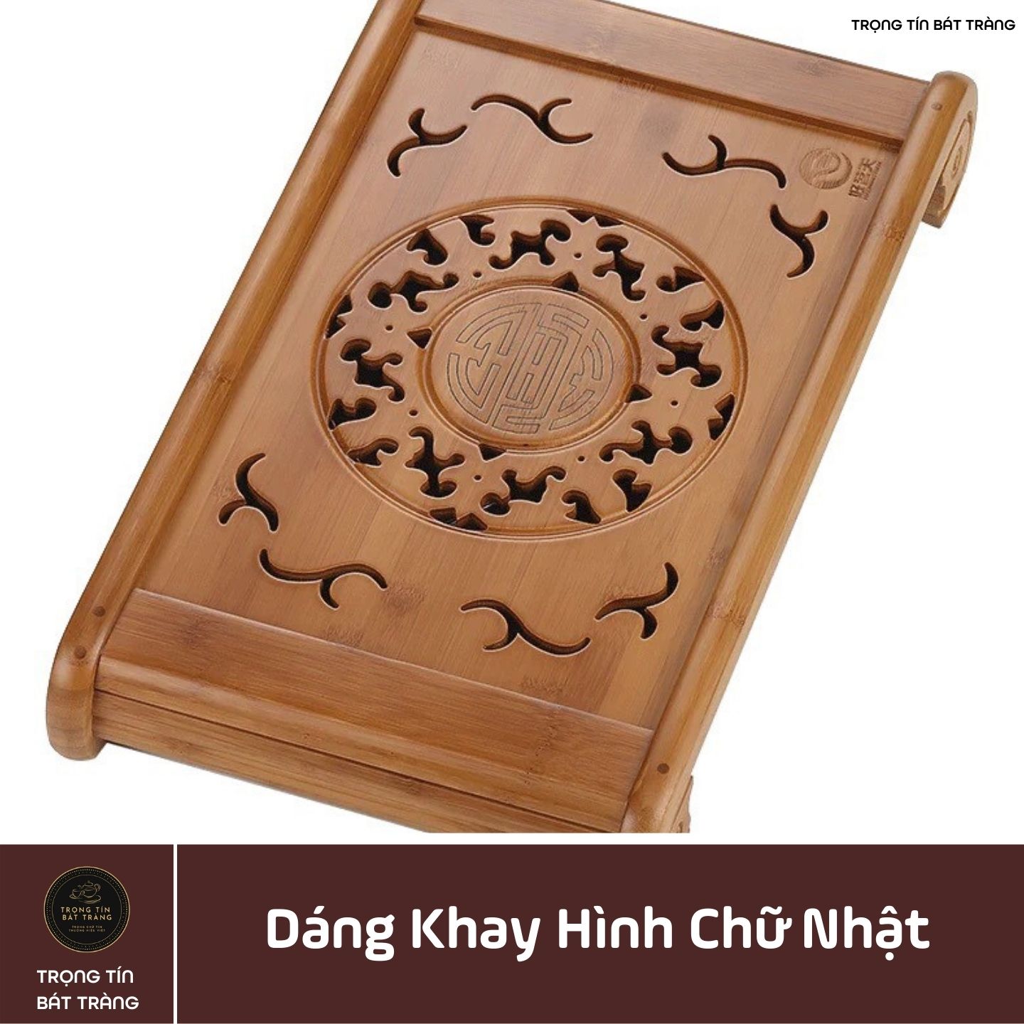 KT 04 Khay Trà Tre Cao Cấp Khổng Minh Chữ Nhật Kích Thước 50*29*7