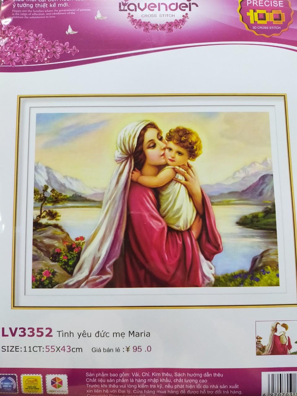 Tranh thêu chữ thập tình yêu đức mẹ maria LV3352 - 55 x 43 cm - chưa thêu