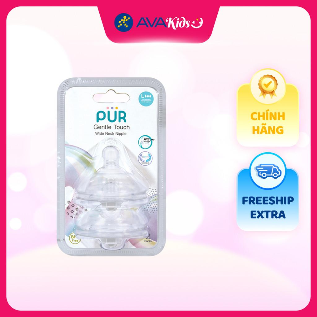 Bộ 2 núm ti Pur Milk Safe 9823 cổ rộng size L (từ 6 tháng) - Hàng Chính Hãng