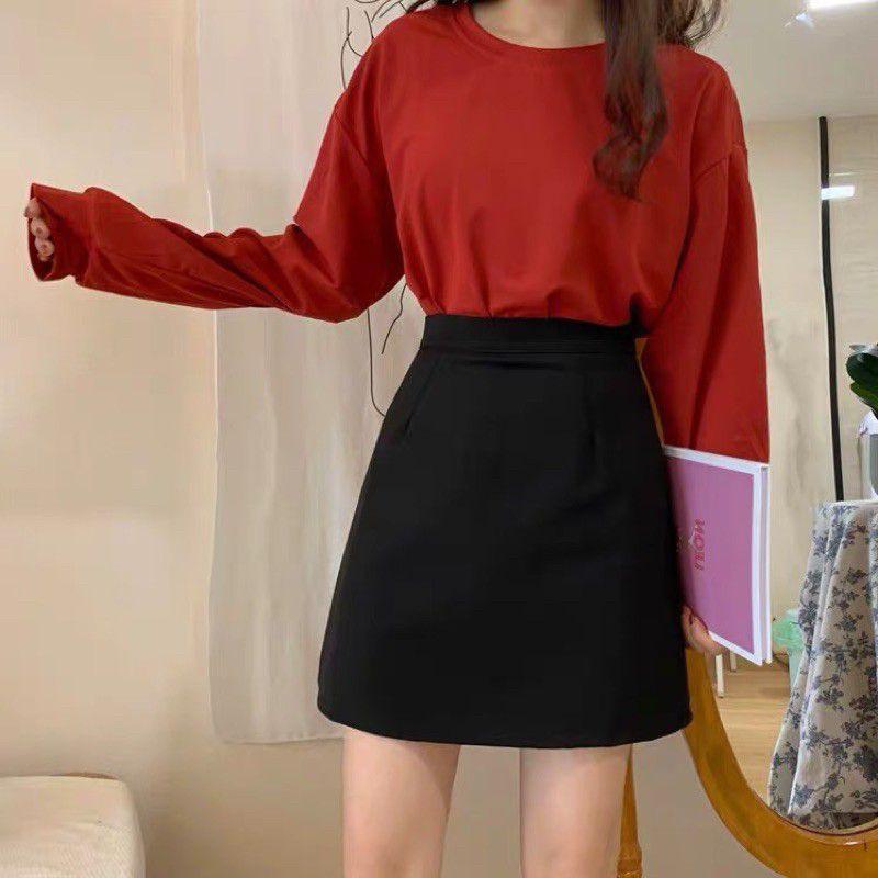 Chân váy A dáng ngắn lưng cao có quần bảo hộ