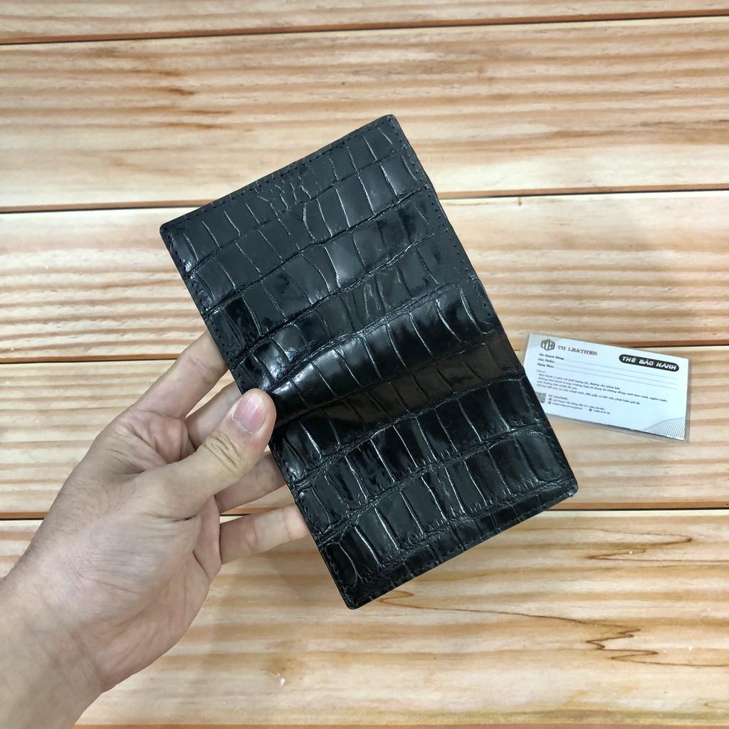 Ví Da Cá Sấu 2 Mặt Dáng Đứng Siêu Mềm, Bóp Nam Da Giữ Bụng Cá Sấu Màu Đen, Ví Nam Da Cá Sấu Cao Cấp- BH 24 Tháng