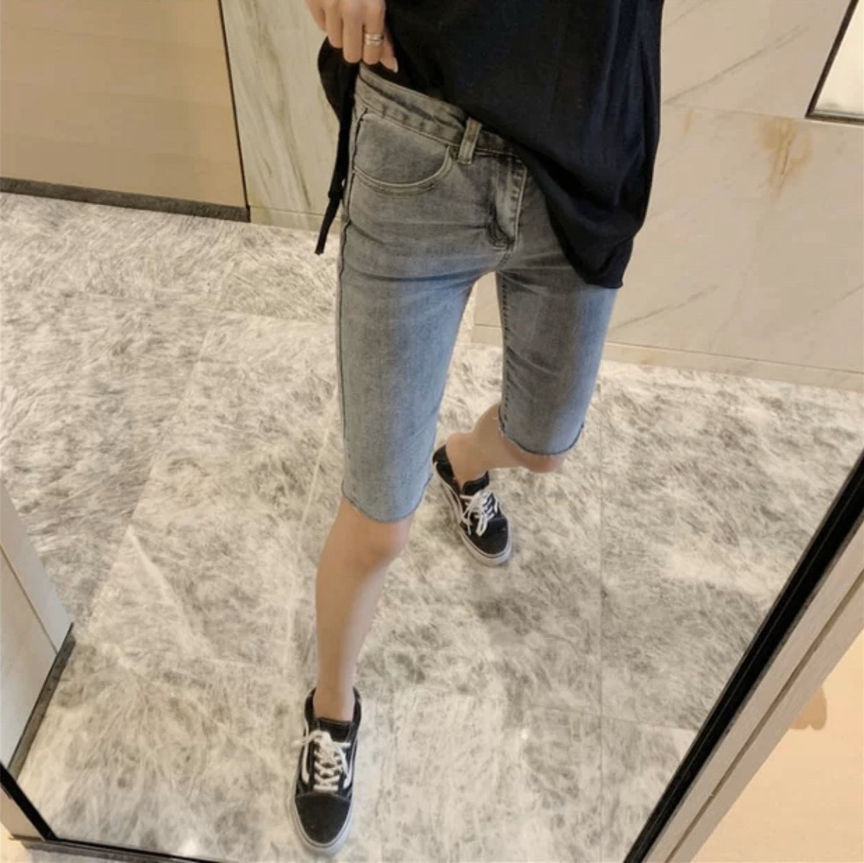 [SIZE ĐẠI] Quần jean ngố/lửng ngang gối BIG SIZE lưng cao co dãn mạnh 3209