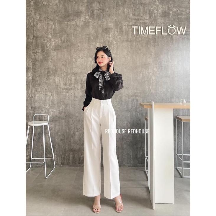 Quần Tây ống rộng suông nữ HDSHOP , ( đen , trắng ) lên form xịn mịn đẹp tôn dáng dễ mặc cho tất cả chị em