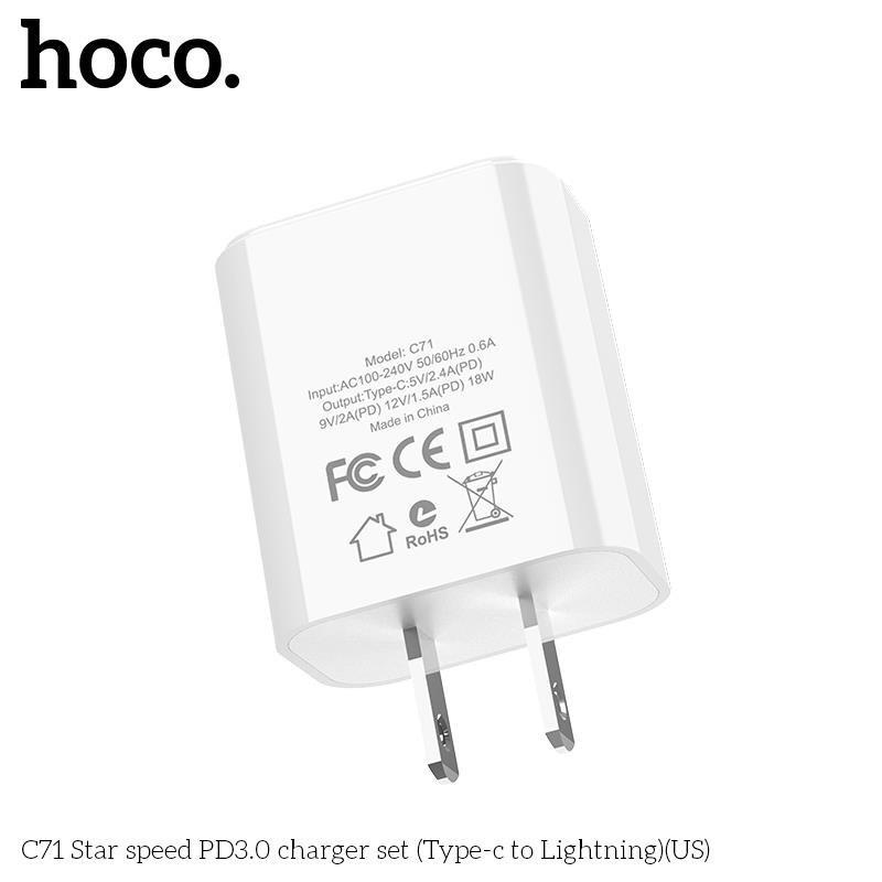 Bộ sạc nhanh dành cho Iphone Hoco C71A (hỗ trợ sạc nhanh 18w)- CHÍNH HÃNG