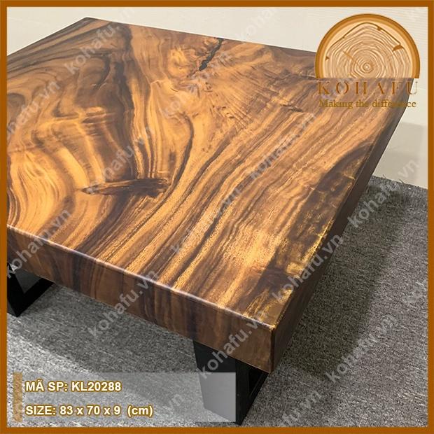 Bàn sofa gỗ me tây nguyên tấm cắt vuông vức KL20288