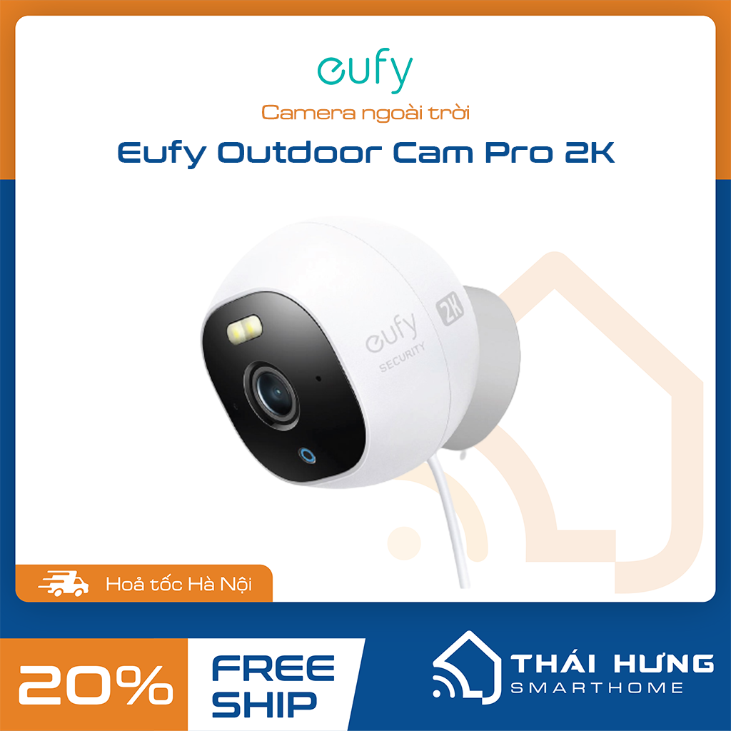 Camera ngoài trời Eufy Outdoor Cam Pro 2K, tặng kèm thẻ 32GB, hàng chính hãng phân phối