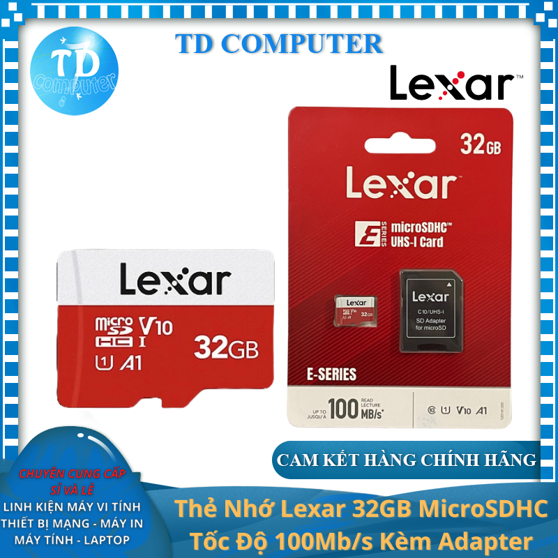 Thẻ Nhớ 32Gb Lexar 32GB MICRO 633X Tốc Độ 100mb/s Kèm Adapter - Hàng chính hãng Digiworld phân phối
