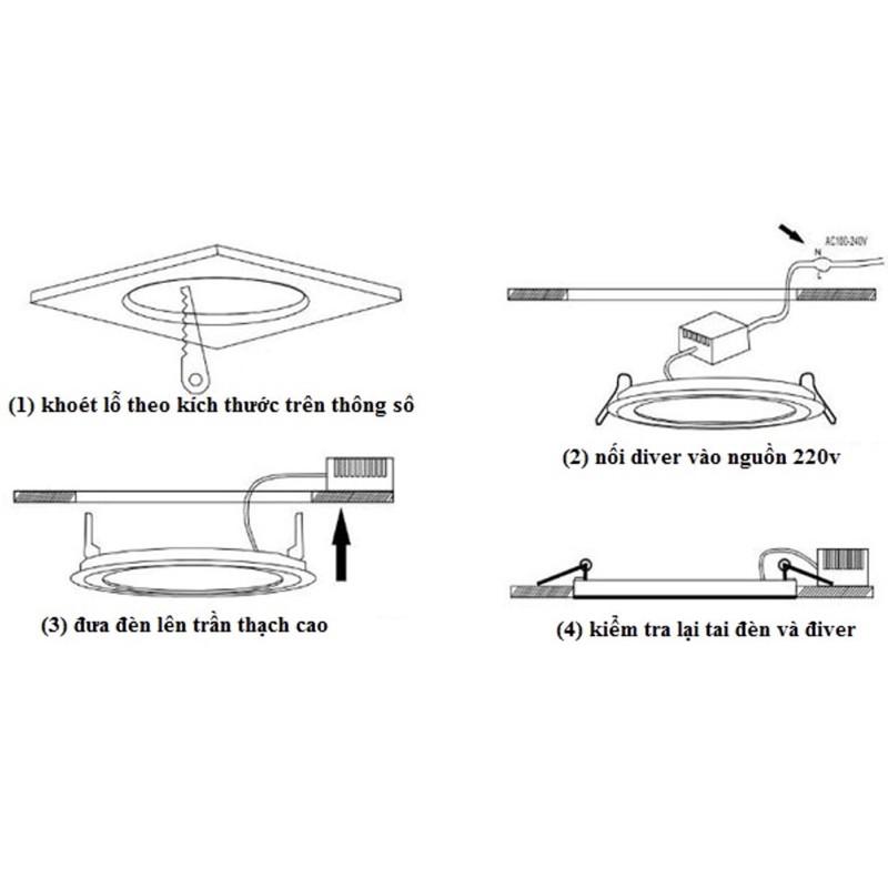 Đèn Led âm trần 3 màu giá xưởng