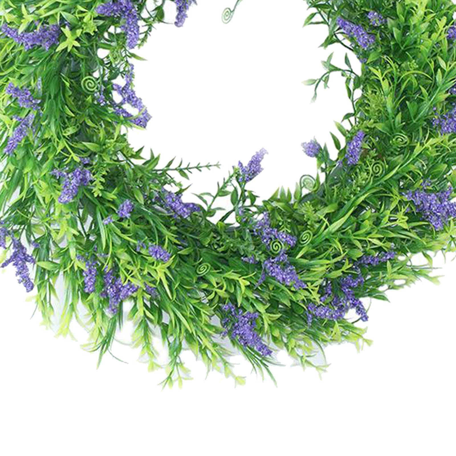 Artificial Lavender Flower Wreath Front Door Wreath Hanging 16" Garland for Wedding Party Indoor Outdoor Wall Home Decor Ornaments Arts